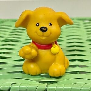 Fisher Price Little People Puppy Dog w/ Red Collar Farm House Pet Rare Cute Tan